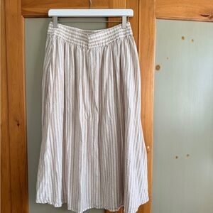 Linen blend cream and white stripe skirt